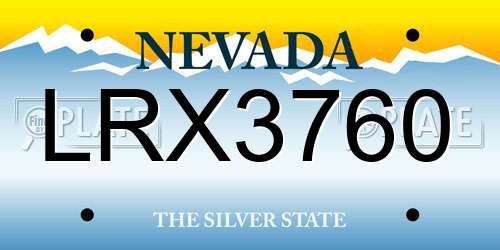 LRX3760 Nevada License Plate