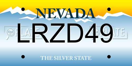 LRZD49 Nevada License Plate