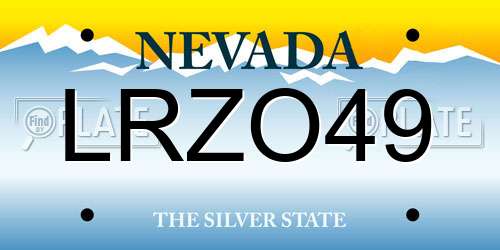 LRZO49 Nevada License Plate