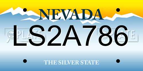 LS2A786 Nevada License Plate
