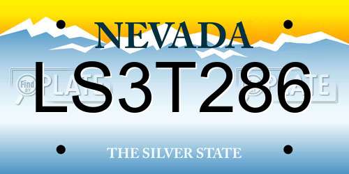 LS3T286 Nevada License Plate