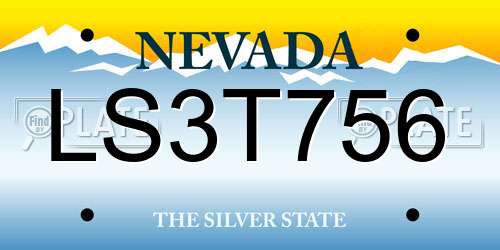 LS3T756 Nevada License Plate