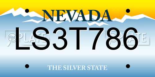 LS3T786 Nevada License Plate