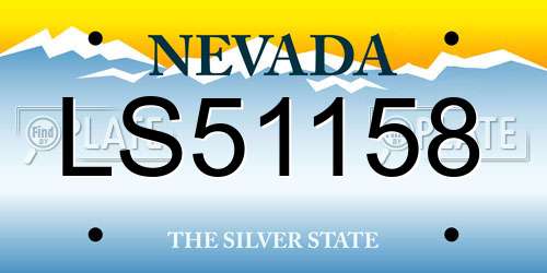 LS51158 Nevada License Plate