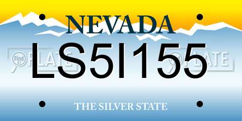 LS5I155 Nevada License Plate