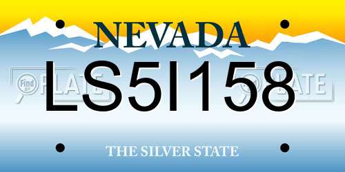 LS5I158 Nevada License Plate