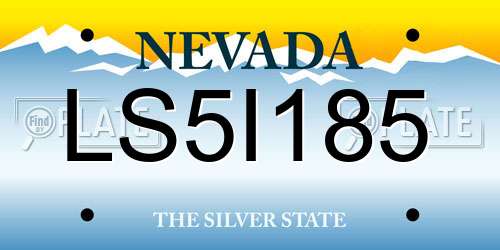 LS5I185 Nevada License Plate