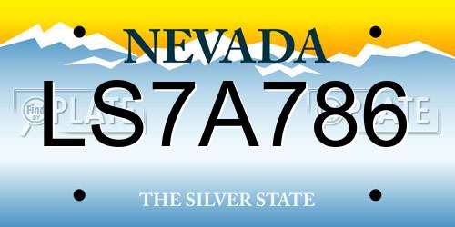 LS7A786 Nevada License Plate