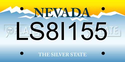 LS8I155 Nevada License Plate