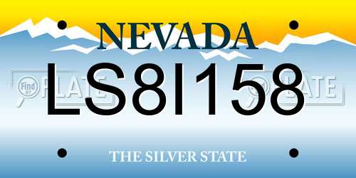 LS8I158 Nevada License Plate