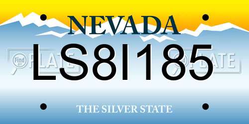 LS8I185 Nevada License Plate