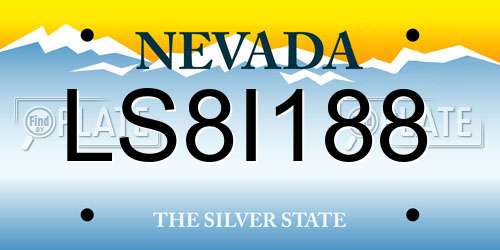 LS8I188 Nevada License Plate