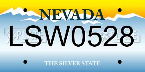 LSW0528 Nevada License Plate
