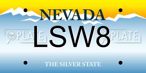 LSW8 Nevada License Plate