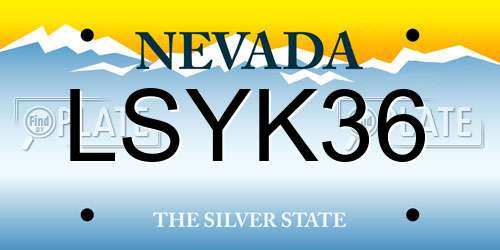 LSYK36 Nevada License Plate