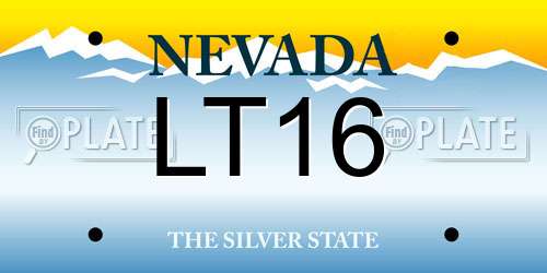 LT16 Nevada License Plate