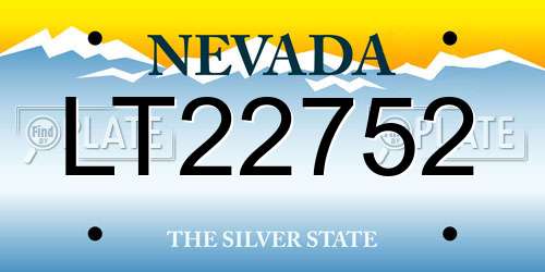 LT22752 Nevada License Plate