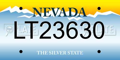 LT23630 Nevada License Plate