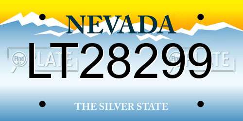 LT28299 Nevada License Plate
