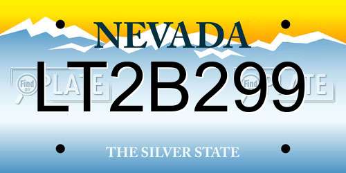 LT2B299 Nevada License Plate