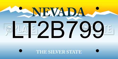 LT2B799 Nevada License Plate