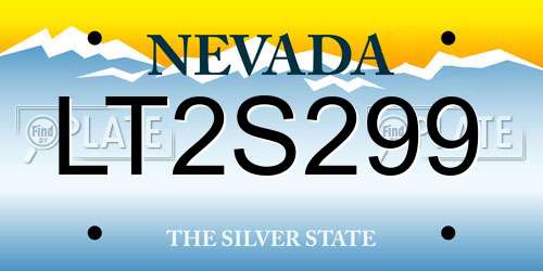LT2S299 Nevada License Plate