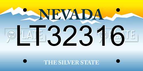 LT32316 Nevada License Plate