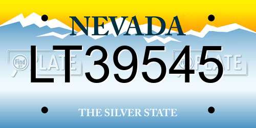 LT39545 Nevada License Plate