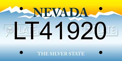 LT41920 Nevada License Plate