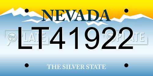 LT41922 Nevada License Plate