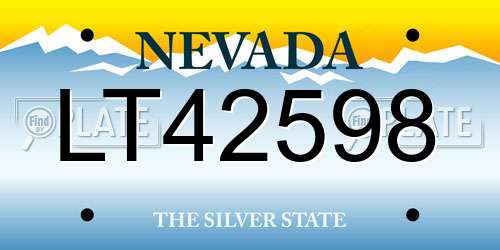 LT42598 Nevada License Plate