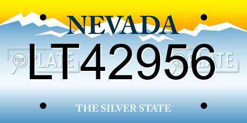 LT42956 Nevada License Plate