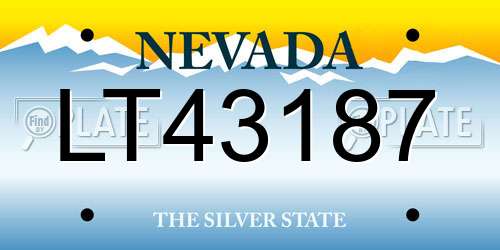 LT43187 Nevada License Plate