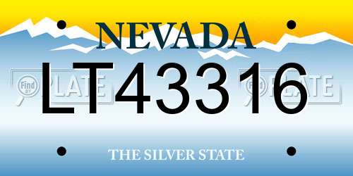 LT43316 Nevada License Plate