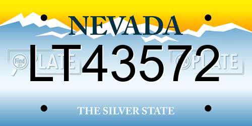 LT43572 Nevada License Plate