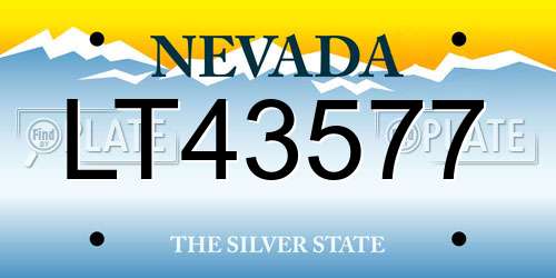 LT43577 Nevada License Plate