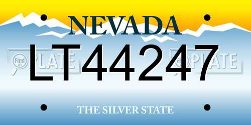 LT44247 Nevada License Plate