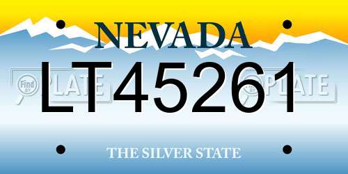 LT45261 Nevada License Plate