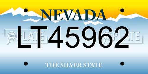 LT45962 Nevada License Plate