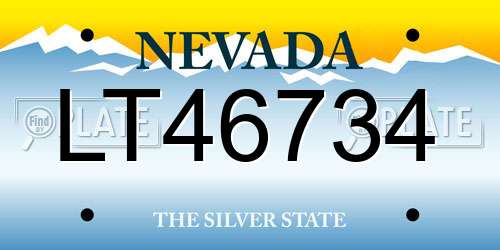 LT46734 Nevada License Plate