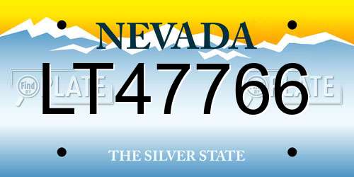 LT47766 Nevada License Plate