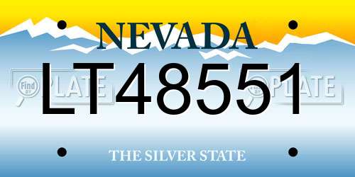 LT48551 Nevada License Plate