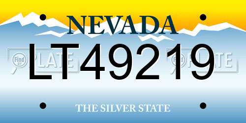 LT49219 Nevada License Plate