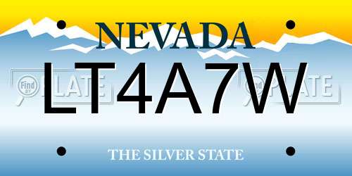 LT4A7W Nevada License Plate