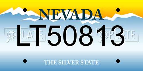 LT50813 Nevada License Plate