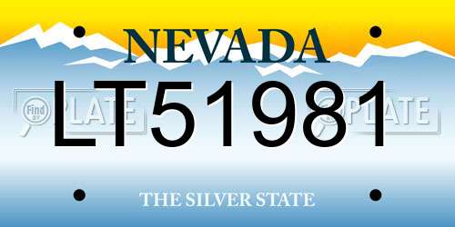 LT51981 Nevada License Plate