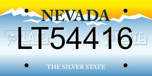 LT54416 Nevada License Plate