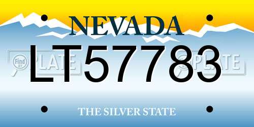 LT57783 Nevada License Plate