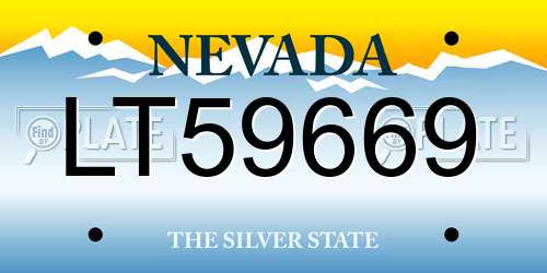 LT59669 Nevada License Plate