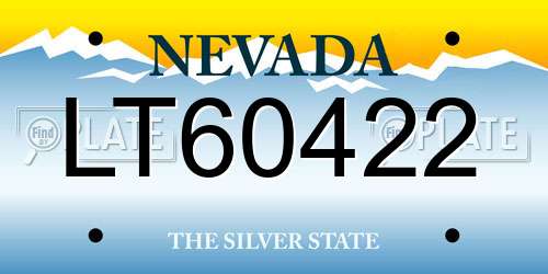 LT60422 Nevada License Plate